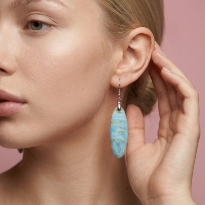 Сережки з натуральним амазонітом 