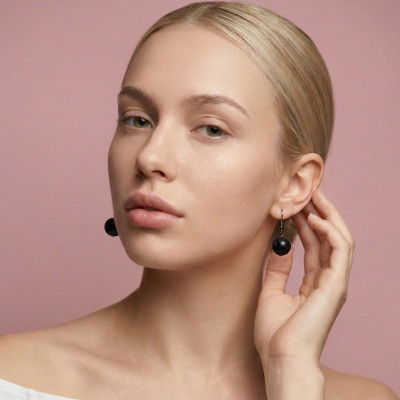 Сережки з натуральним серафінітом