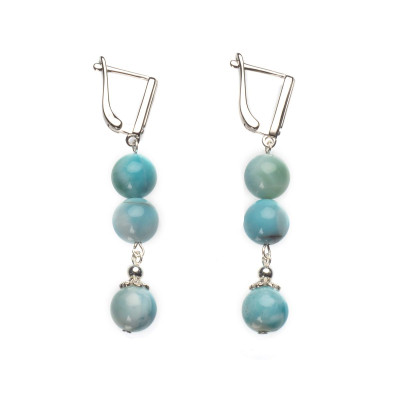 Сережки з натуральним ларимаром зі срібла 