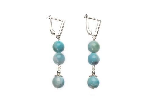 Сережки з натуральним ларимаром зі срібла 