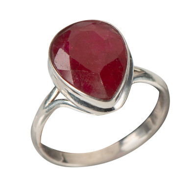 Каблучка з натуральним рубіном зі срібла