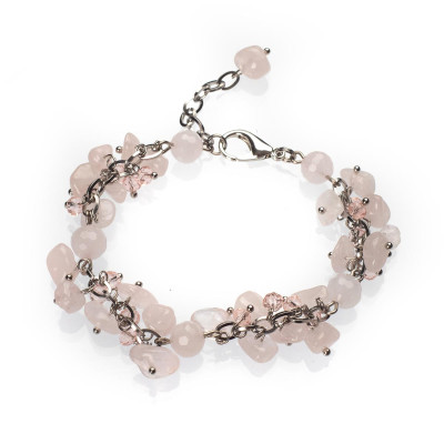 Браслет з рожевого кварцу 