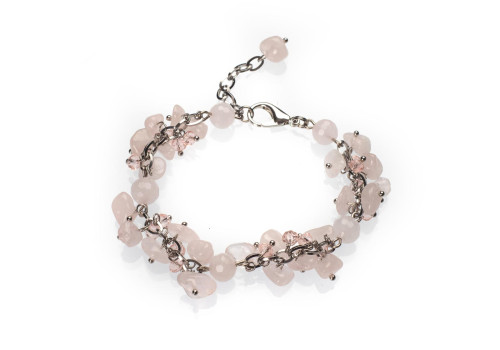 Браслет з рожевого кварцу 