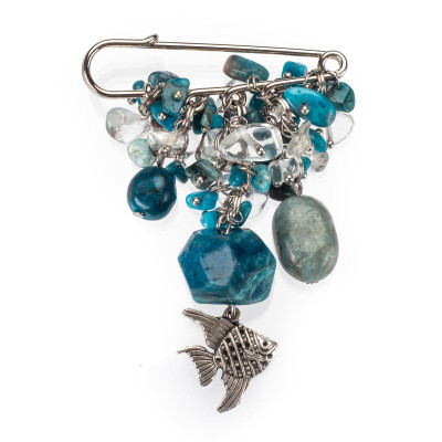 Брошка з натуральним апатитом