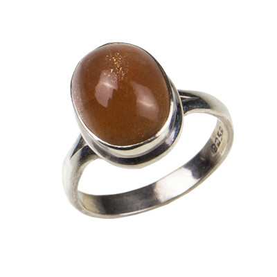 Каблучка з натуральним авантюрином зі срібла