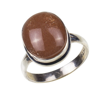 Каблучка з натуральним авантюрином зі срібла