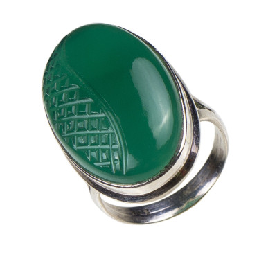 Каблучка з натуральним хризопразом зі срібла