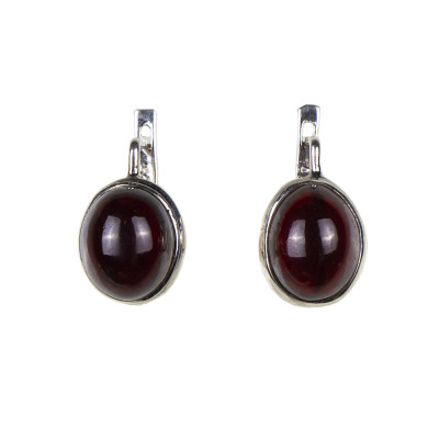 Сережки з натуральним гранатом зі срібла 