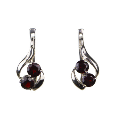 Сережки з натуральним гранатом зі срібла 