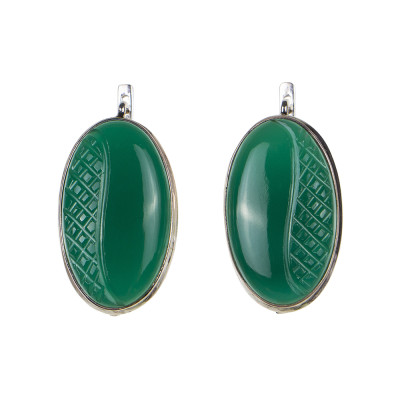 Сережки з натуральним хризопразом зі срібла