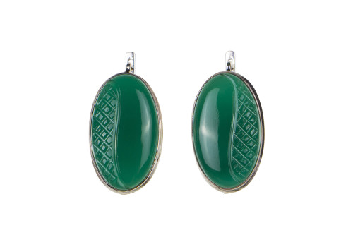 Сережки з натуральним хризопразом зі срібла