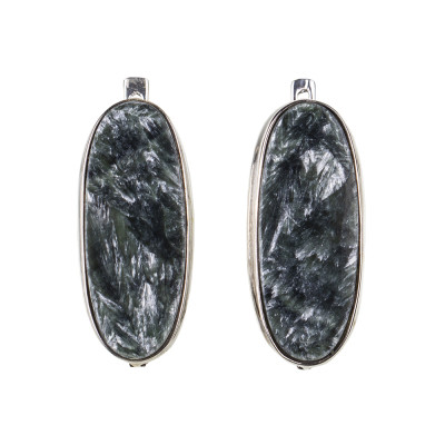 Сережки з натуральним серафінітом зі срібла