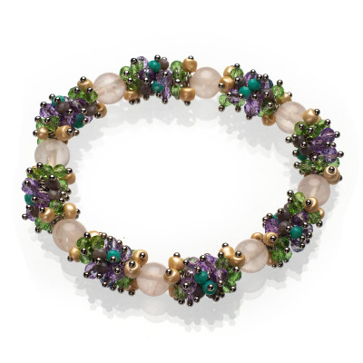 Браслет з рожевого кварцу 