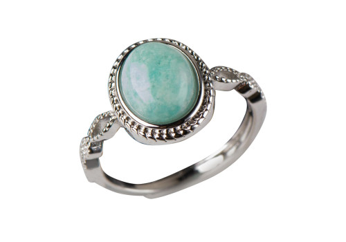 Кольцо с натуральным амазонитом 
