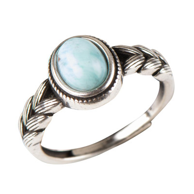 Каблучка з натуральним ларимаром