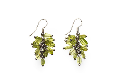 Сережки з натуральним хризолітом 