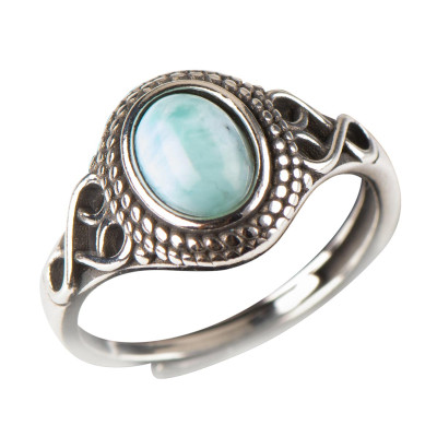 Каблучка з натуральним ларимаром