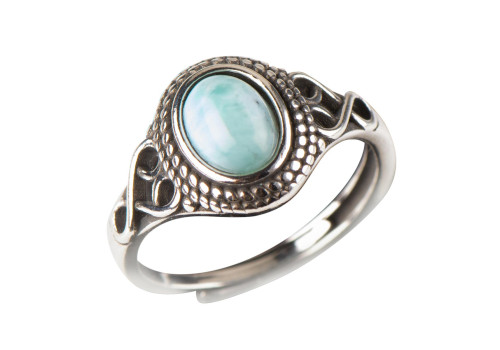 Каблучка з натуральним ларимаром