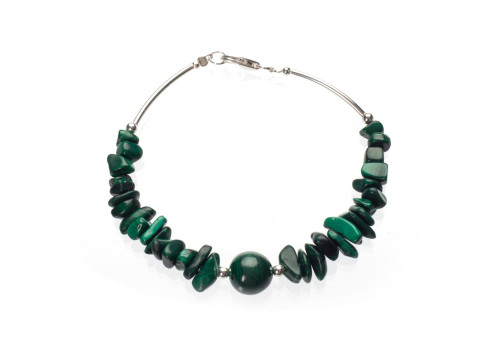 Браслет з натурального малахіту