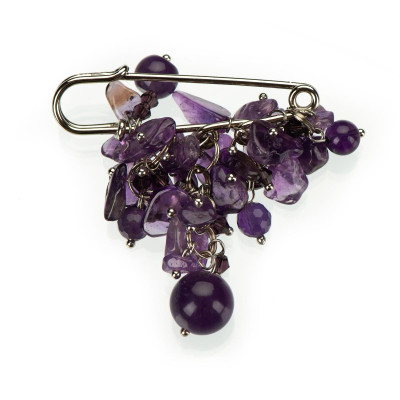 Брошка з аметистом