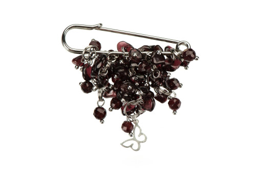 Брошка з натуральним гранатом