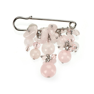 Брошка з рожевим кварцем