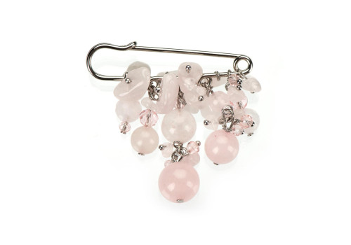 Брошка з рожевим кварцем