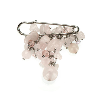 Брошка з рожевим кварцем
