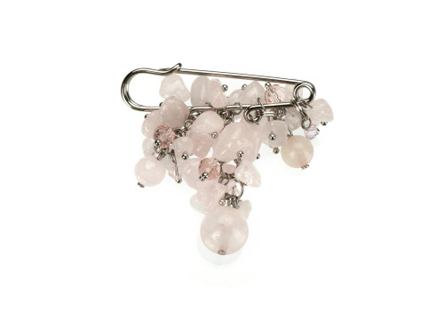 Брошка з рожевим кварцем