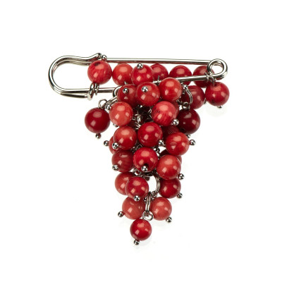 Брошка з натуральним коралом