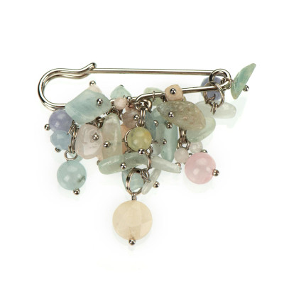 Брошка з натуральним морганітом