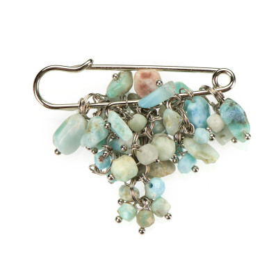 Брошка з натуральним ларимаром