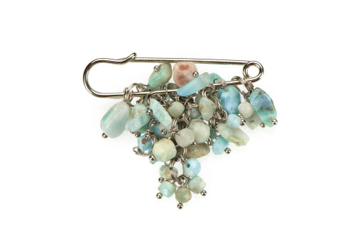 Брошка з натуральним ларимаром