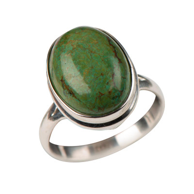 Кольцо с натуральной бирюзой из серебра