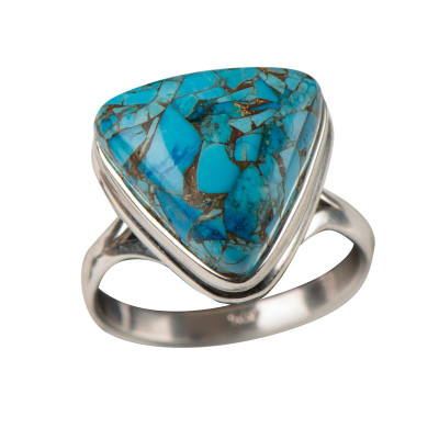 Каблучка з натуральною бірюзою зі срібла