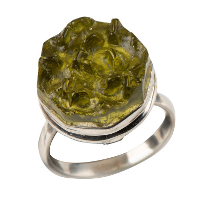 Каблучка з молдавитом зі срібла