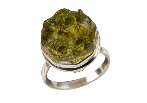 Каблучка з молдавитом зі срібла