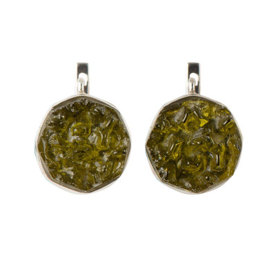 Сережки з молдавитом зі срібла