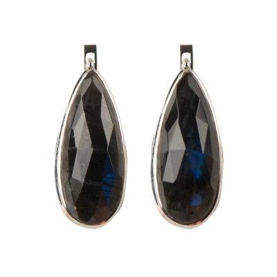 Сережки з лабрадором зі срібла