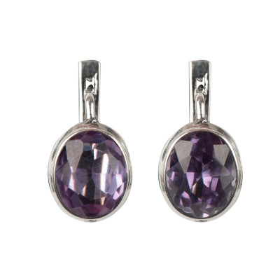 Сережки з олександритом зі срібла