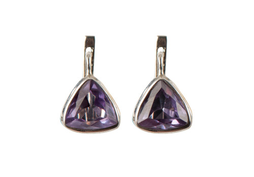 Сережки з олександритом зі срібла