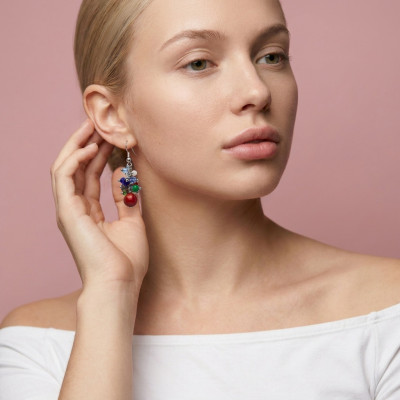 Серьги с натуральным кораллом 