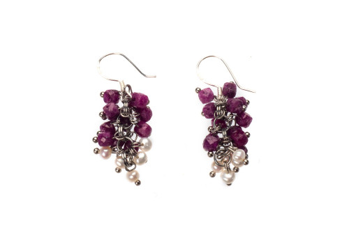 Серьги з рубіном из серебра