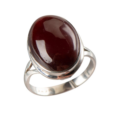 Кольцо с натуральным гранатом из серебра 