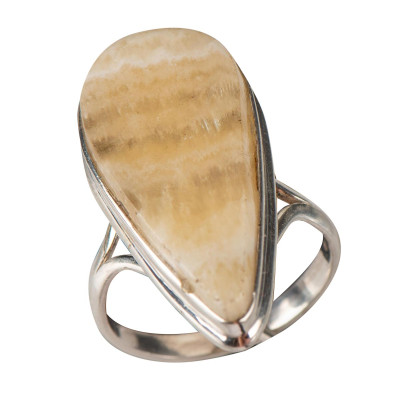 Кольцо с натуральным арагонитом из серебра 