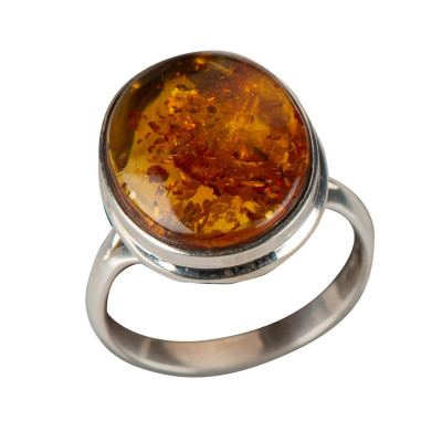 Каблучка з бурштином зі срібла 