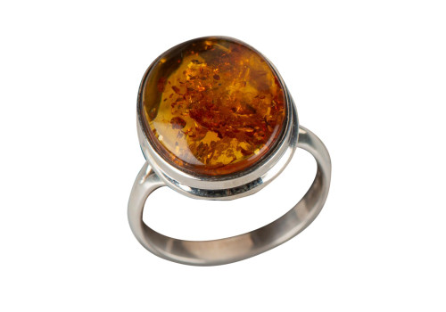 Каблучка з бурштином зі срібла 