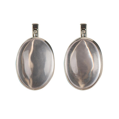 Сережки з рожевим кварцем зі срібла