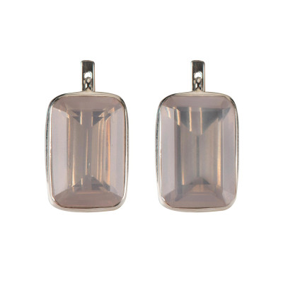 Сережки з рожевим кварцем зі срібла