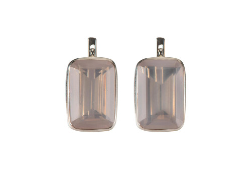 Сережки з рожевим кварцем зі срібла